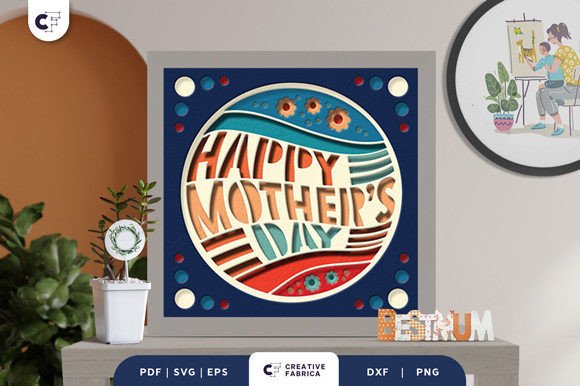 Groovy Mother's Day 3D Shadow Box SVG: A Design Asset