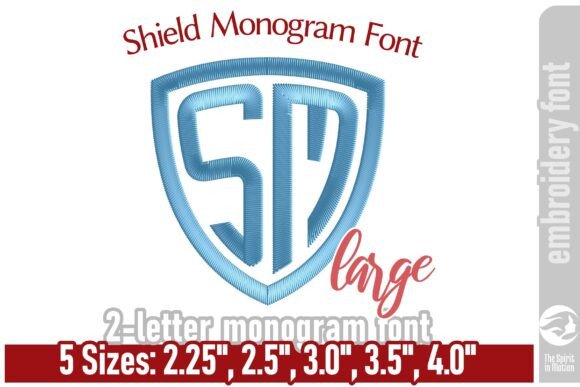 Shield Monogram Embroidery Font: Bold Two-Letter Designs